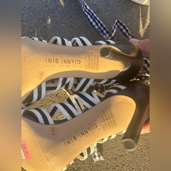 Gianni Bini Black and White Abrianna Gingham Lace-up Stiletto Sandals - Picture 12 of 14